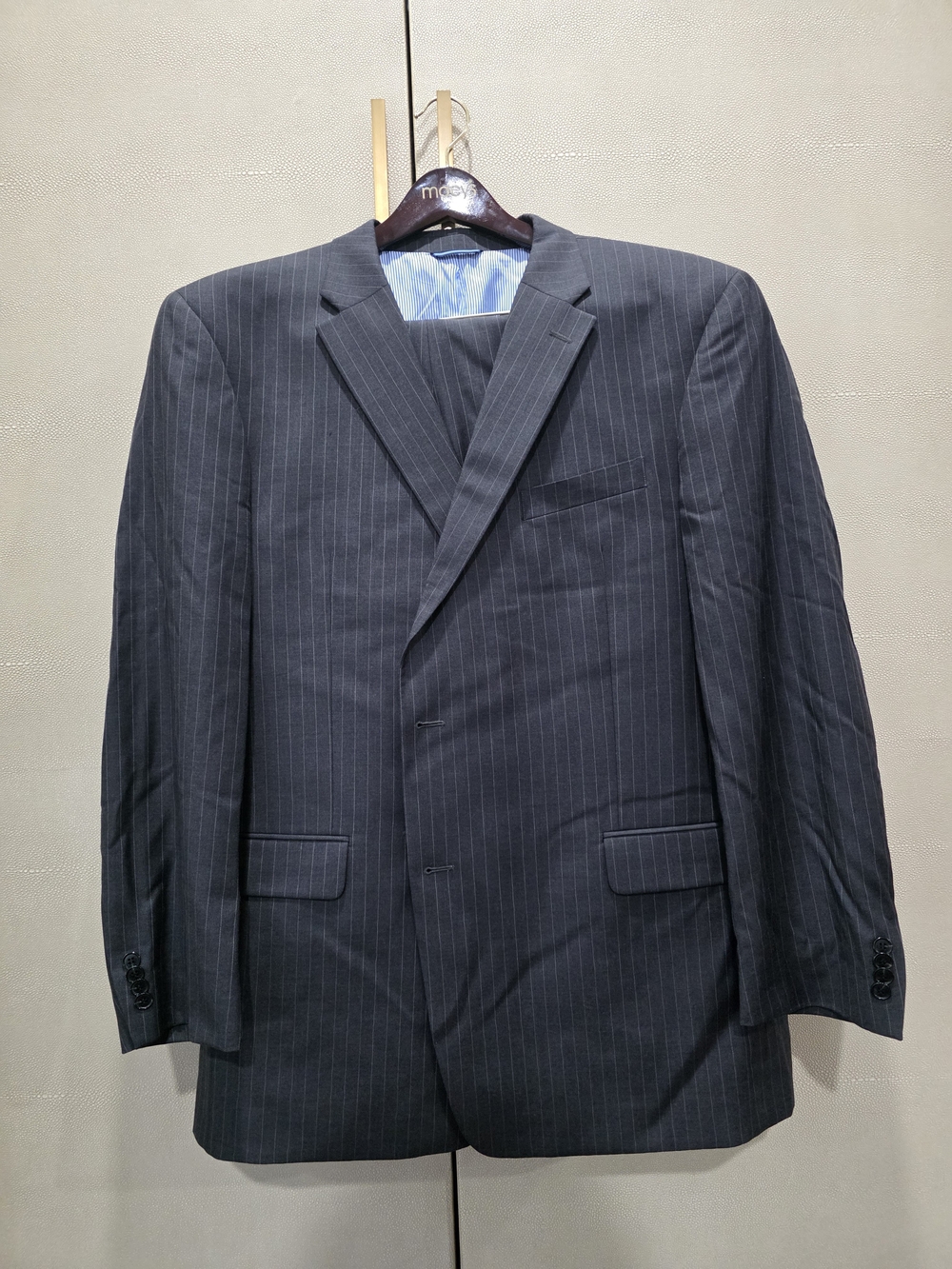 Tommy Hilfiger Navy Pinstripe Two-Button Suit Jacket